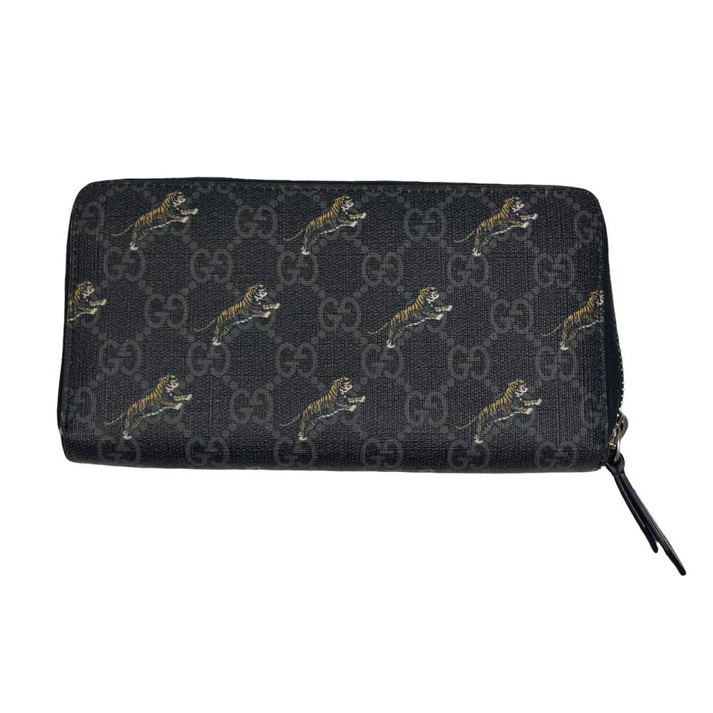 Gucci Bengal Tiger GG Supreme Zip Around Continental Wallet Black Italy